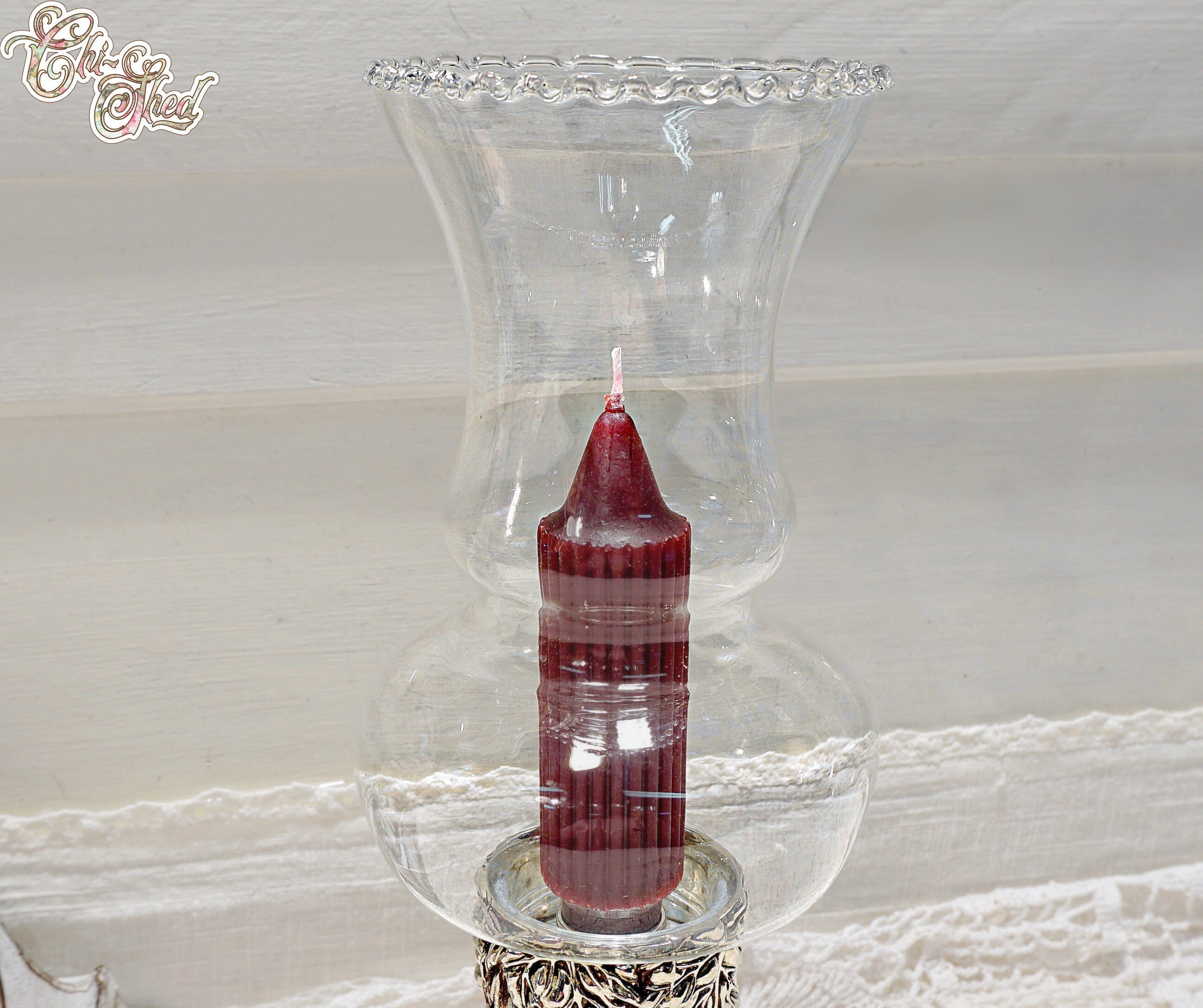 Silver Plated Grapevine Candle Holder with Hurricane Shade Etsy