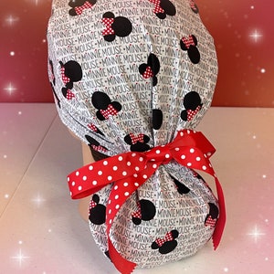 Mickey and Minnie Lover Scrub Caps for Women/ Ponytail Scrub Cap/ Surgical Cap/ Healthcare workers/ Children’s Hospitals/ Nurses