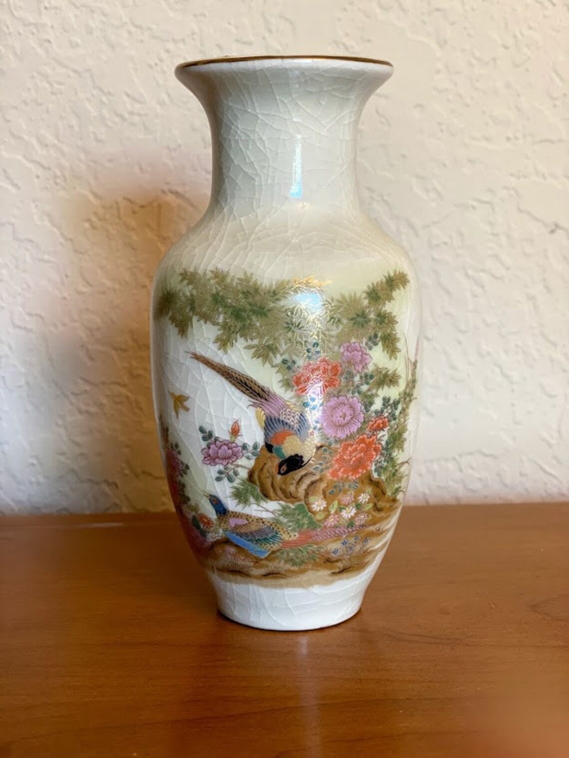 Vintage Japanese Gold Rimmed Vase Etsy UK