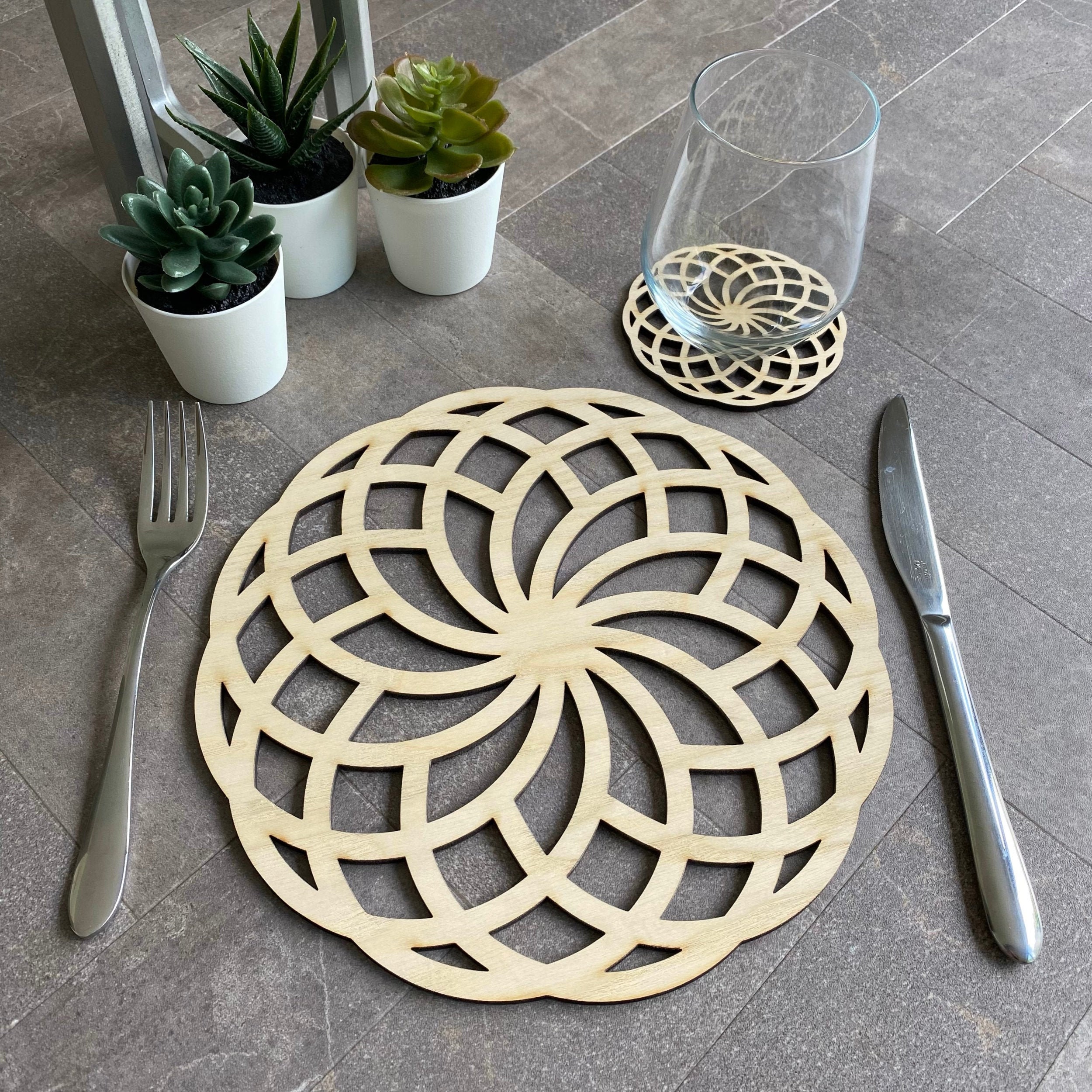 Geometric Wooden Placemats Etsy UK