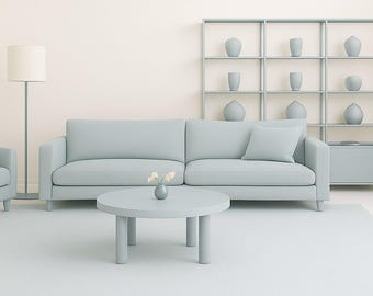 Hand-Tufted Ice Blue Wool Rug, Modern Solid Area Rug