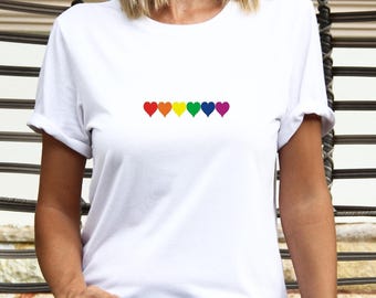 Rainbow Hearts T-Shirt: Soft Cotton LGBTQ Pride Tee