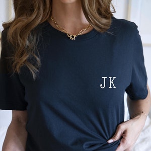 Custom Initials T shirt: Personalised Pocket Monogram shirt unisex Soft Cotton