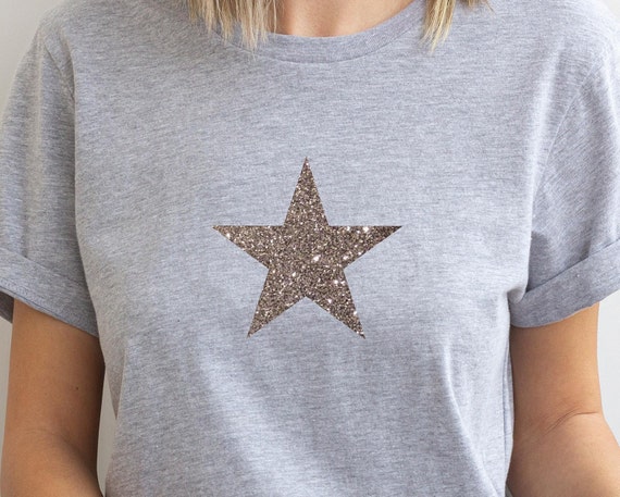 Silver Glitter Star T-shirt: Soft Cotton Unisex Tee - Etsy