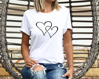 Two Hearts Linked T-Shirt: Soft Cotton Blend, Summer Fashion
