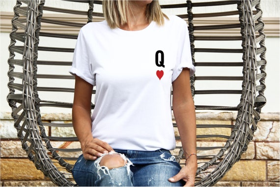 Queen of Hearts T Shirt Unisex Q Heart Shirts Ladies T shirt Top Valentine Gift Soft Cotton Tee Etsy Canada
