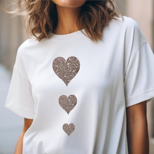 [CPGN STUDIO]★25SS★GLITTER HEART CROP SHORT SLEEVE T-SHIRT Heart T Shirt - Silver Glitter Hearts - Unisex - Trending
