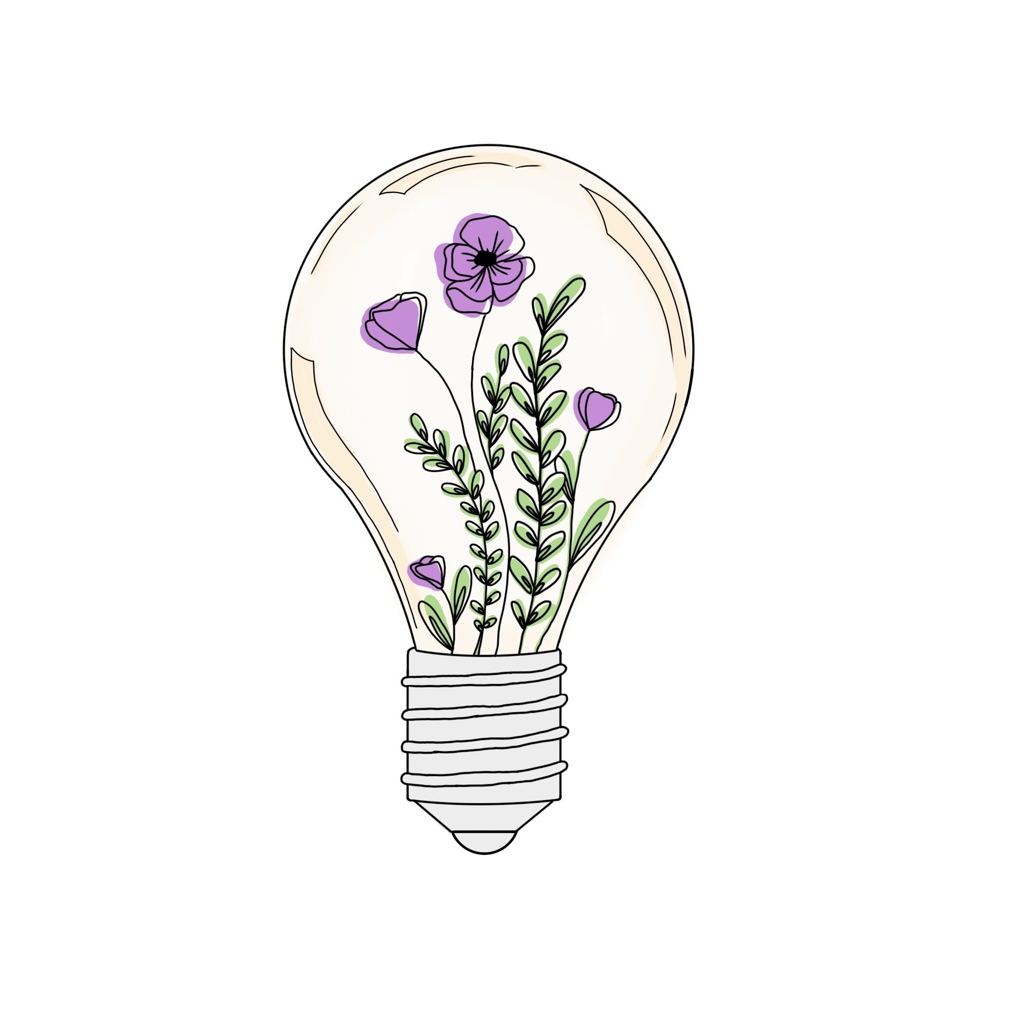 Flower Light Bulb Printable Art Instant Download Gift Idea Etsy
