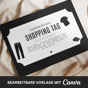 Personalisierter Gutschein für einen Shopping-Tag • Vorlage zum Ausdrucken • Geschenkgutschein Mann • A6 • Geburtstagsgeschenk