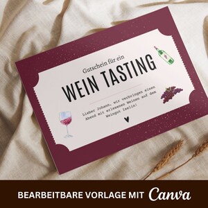 Personalisierter Gutschein für ein Wein Tasting • Vorlage zum Ausdrucken • Geschenkgutschein • A6 • Weinliebhaber • Geschenk für Genießer