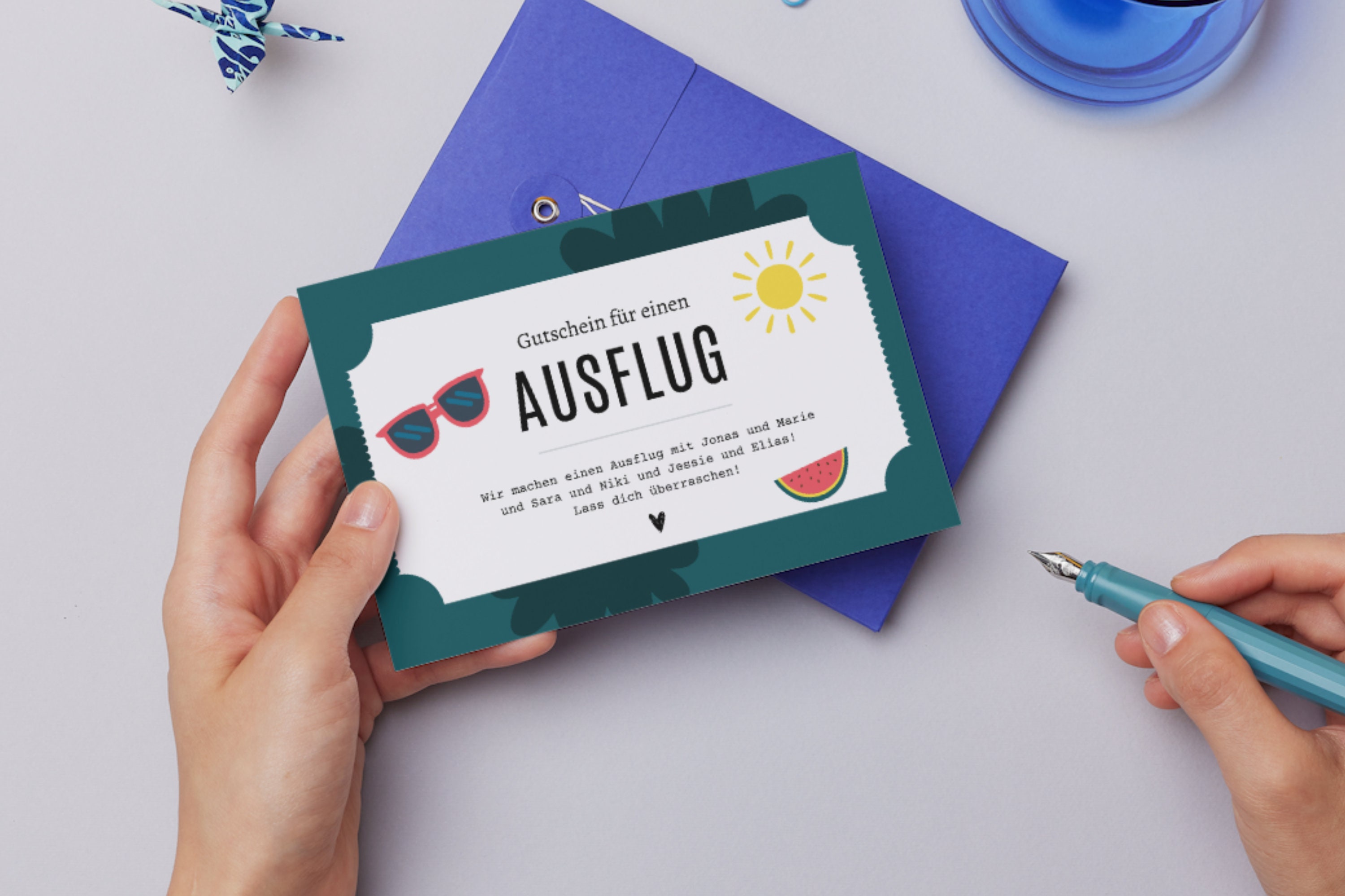 Personalisierter Gutschein für einen Ausflug • Vorlage zum Ausdrucken ...