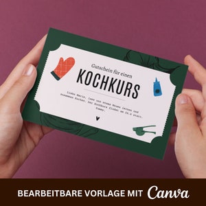 Voucher personalizado para um curso de culinária • Modelo para impressão • Vale-presente • A6 • Culinária • Presente para entusiastas da culinária