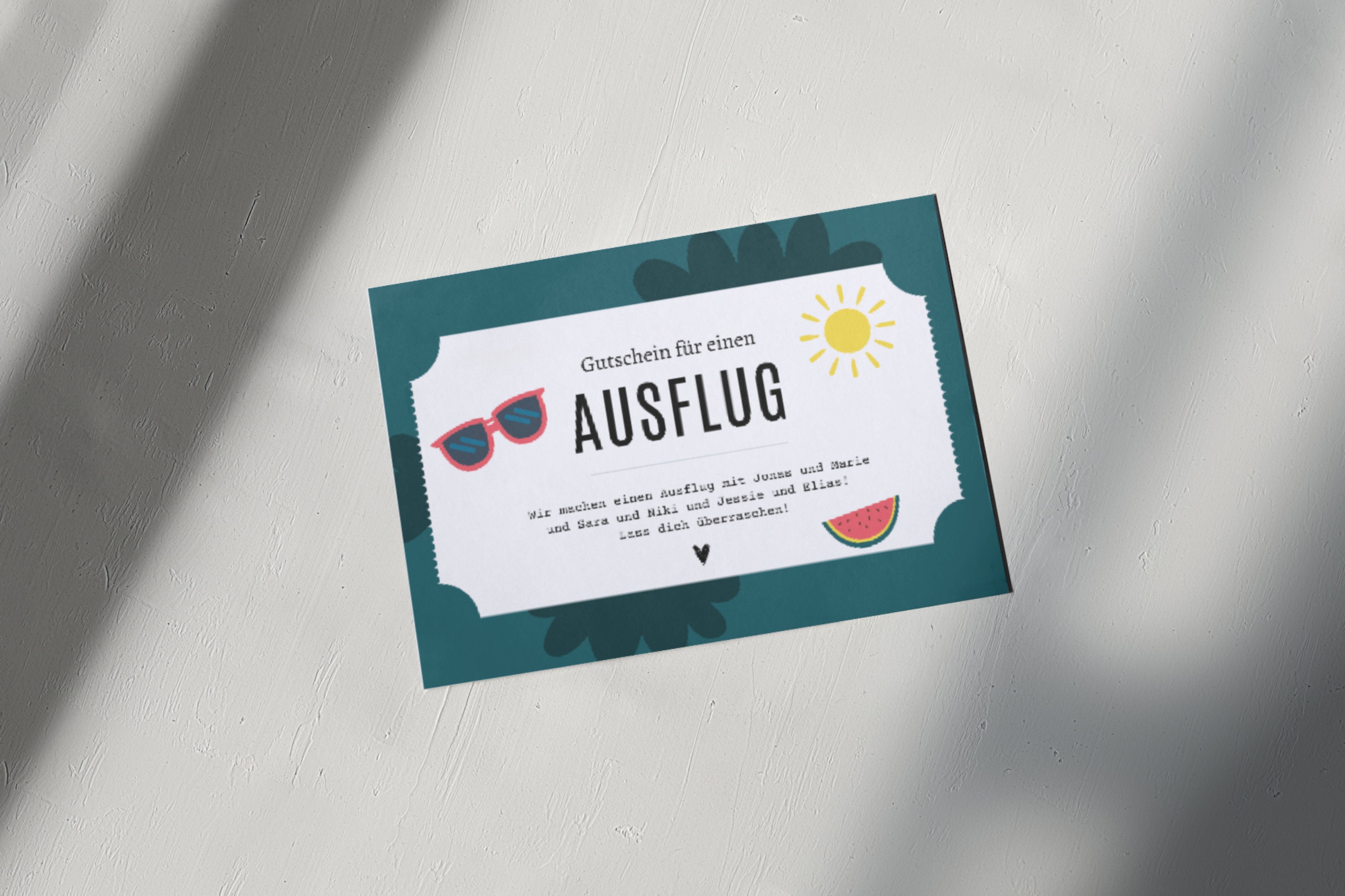 Personalisierter Gutschein für einen Ausflug • Vorlage zum Ausdrucken ...