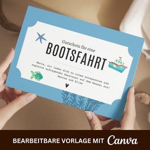 Voucher gita in barca personalizzato • Modello stampabile • Buono regalo • Escursione • A6 • Regalo di compleanno