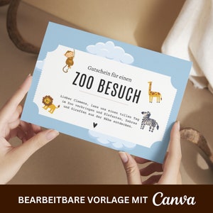 Spersonalizowany voucher na wizytę w zoo • Szablon do wydruku • Bon podarunkowy • A6 • Prezent urodzinowy • Urodziny dziecka