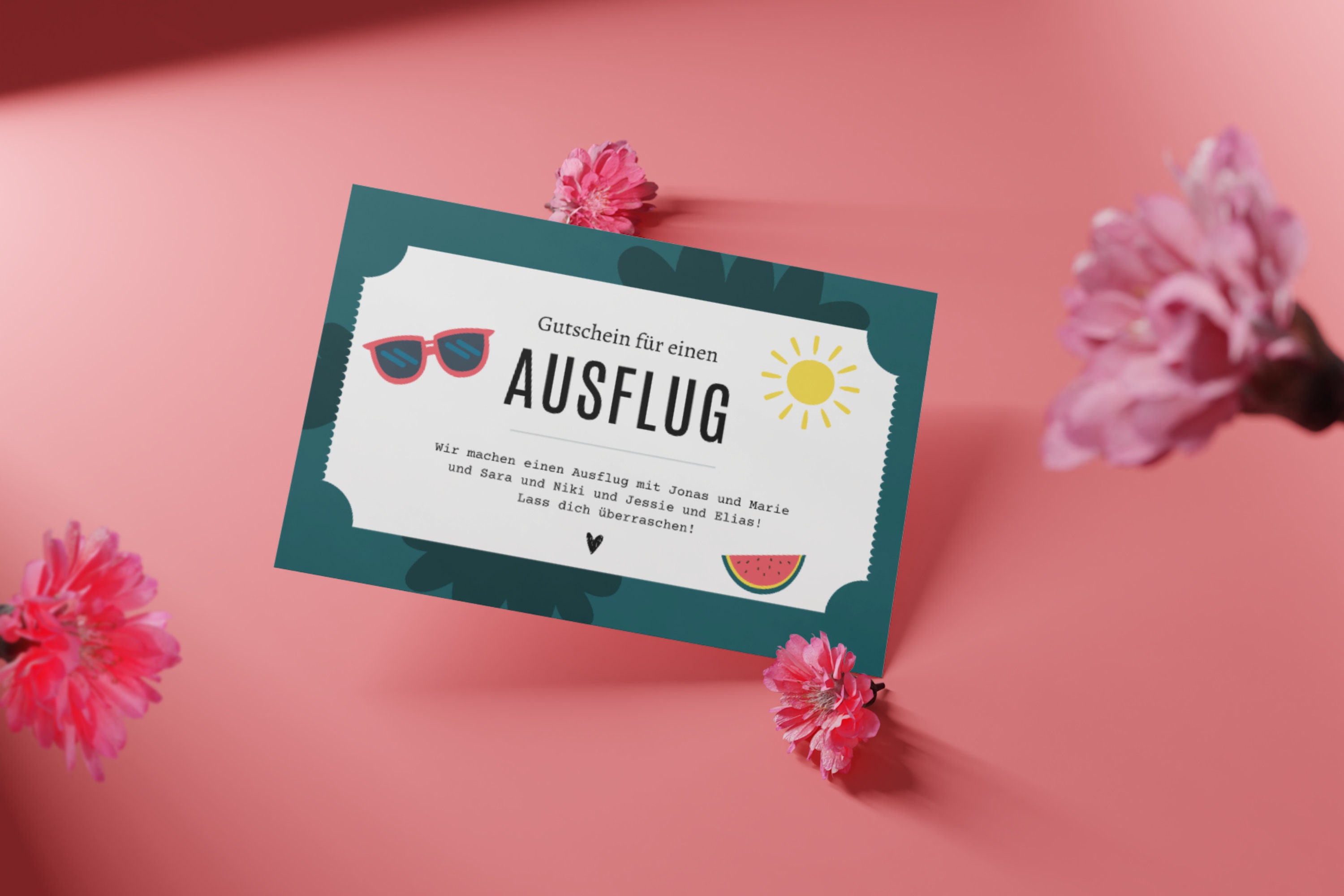 Personalisierter Gutschein für einen Ausflug • Vorlage zum Ausdrucken ...