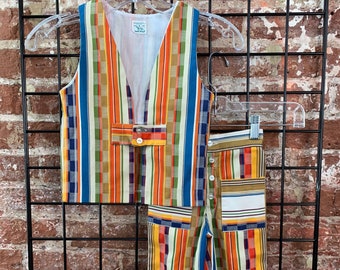 Size 4 Vintage 70s Vest and Back Elastic Trousers by Buster Brown