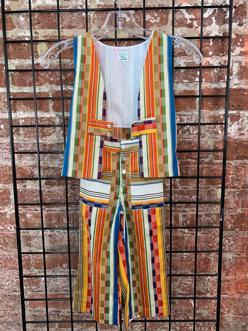 Size 4 Vintage 70s Vest and Back Elastic Trousers by Buster Brown