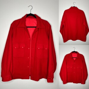 Vintage 60s Red Boy Scouts of America Wool Flanel Jacket with Buttons up the Front Jacket Size Medium/Large