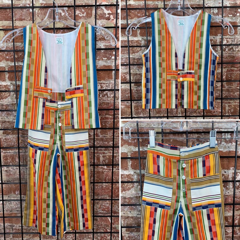 Size 4 Vintage 70s Vest and Back Elastic Trousers by Buster Brown