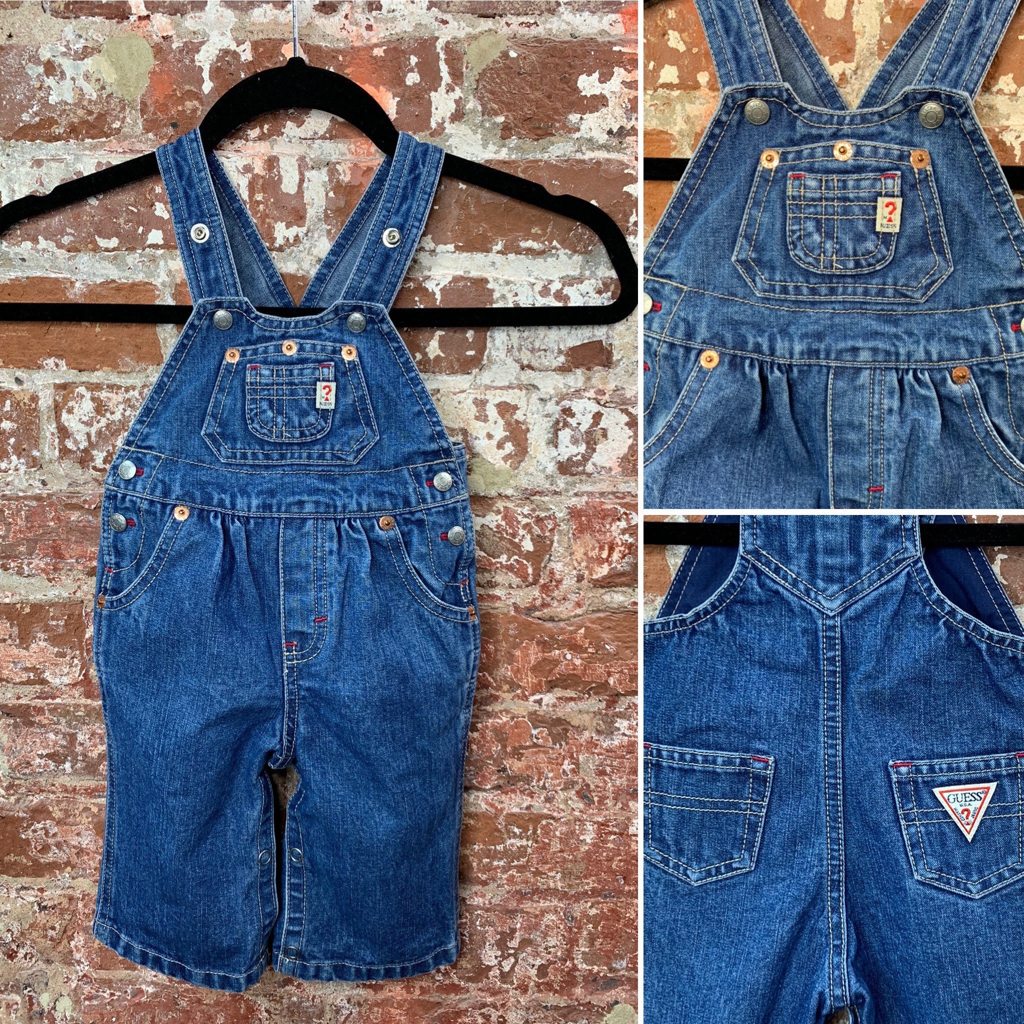 6-9 months Vintage 90s Baby Guess Denim Overalls for Girls | Etsy