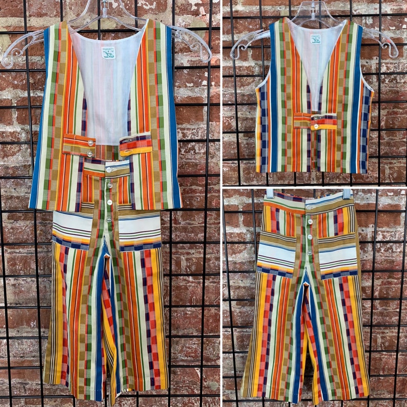 Size 4 Vintage 70s Vest and Back Elastic Trousers by Buster Brown