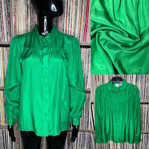Vintage 100% Silk Button Front Blouse w/ Peter Pan Collar by Silks by D. S. Ross Size 11/12