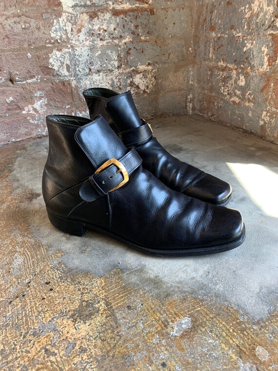Vintage 60s Square-toe Chelsea Boots w/ Brass Buck