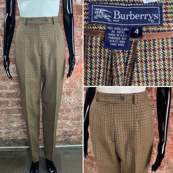 Vintage 80s Wool Houndstooth Trouser by Burberrys