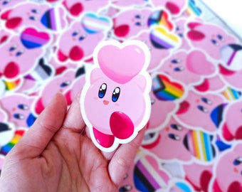 Kirboi Stickers / Heart Kirb /  Pride Flags / LGBTQ+ / Video Game Stickers / Cute Stickers / Water Bottle & Laptop Decoration / Stationery