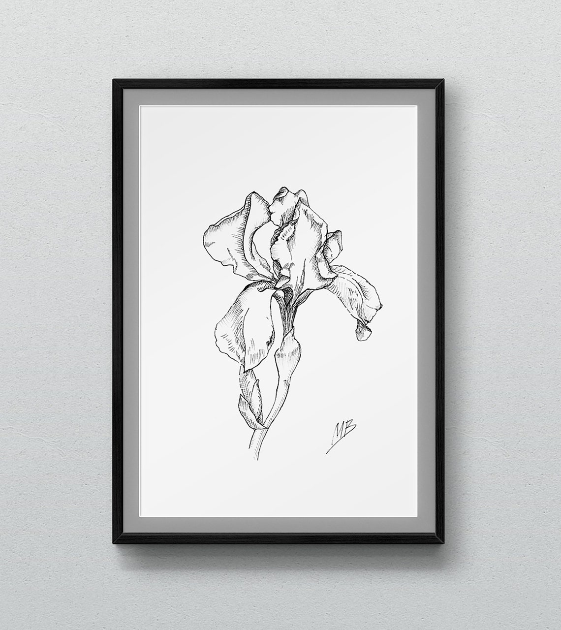 Botanical Print Black and White Flower Print digital Etsy