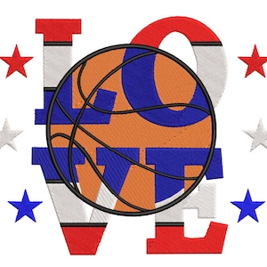 Love basketball machine embroidery design.