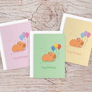 Tarjeta de cumpleaños de capibara, tarjeta de cumpleaños A6 y sobre, tarjetas con juegos de palabras sobre animales, tarjeta de felicitación de capibara, linda tarjeta de cumpleaños con juegos de palabras para un amigo