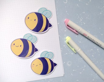 Bee sticker pack, bee happy sticker, Cute bee sticker, vinyl sticker for waterbottle, penpal gift, gift for bee lover