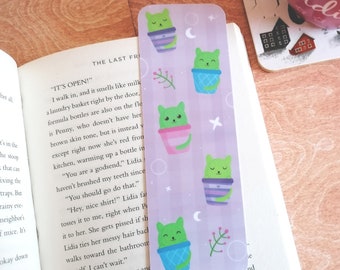 cat bookmark, Cactus bookmark, Laminated Bookmark, Book lover gift, Letterbox gift