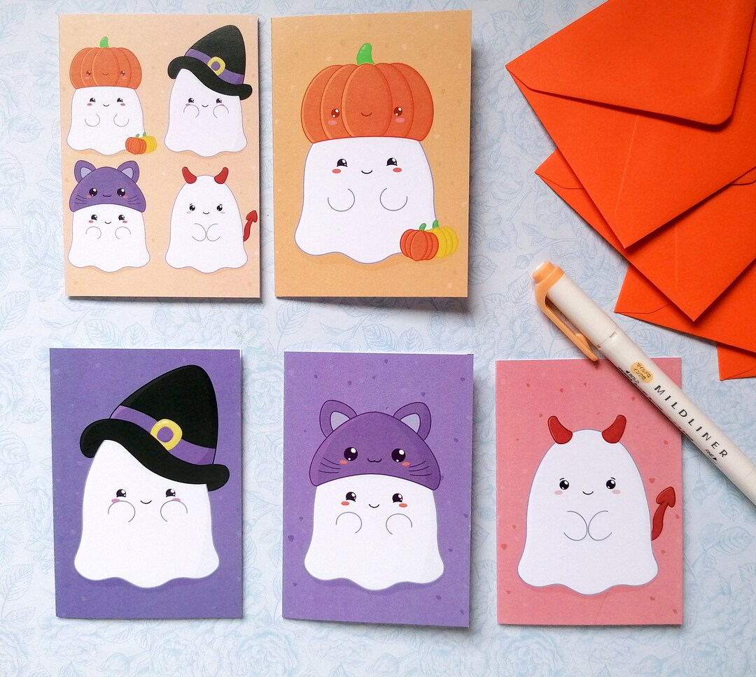 Halloween Mini Note Cards | Halloween Notecards and Envelopes Set ...