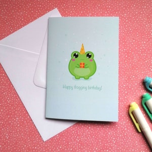 Cute Frog birthday card, frog greeting card, Happy birthday for her or him, Frog card for birthday