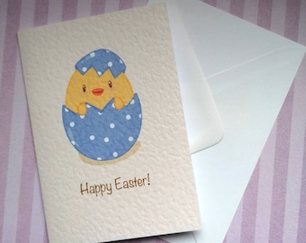 Carte de poussin de Pâques, cartes d'oeufs de Pâques, carte de Pâques mignonne, carte de Joyeuses Pâques, cartes de voeux recyclées, carte pour enfants
