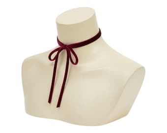 Burgundy velvet ribbon choker tie choker necklace