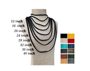 Collana con cordino piatto in velluto da 3 mm, cordino morbido a doppio lato, 13 colori, lunghezza da 10 a 40 pollici, misure personalizzate disponibili, collana girocollo minimalista da indossare a strati.