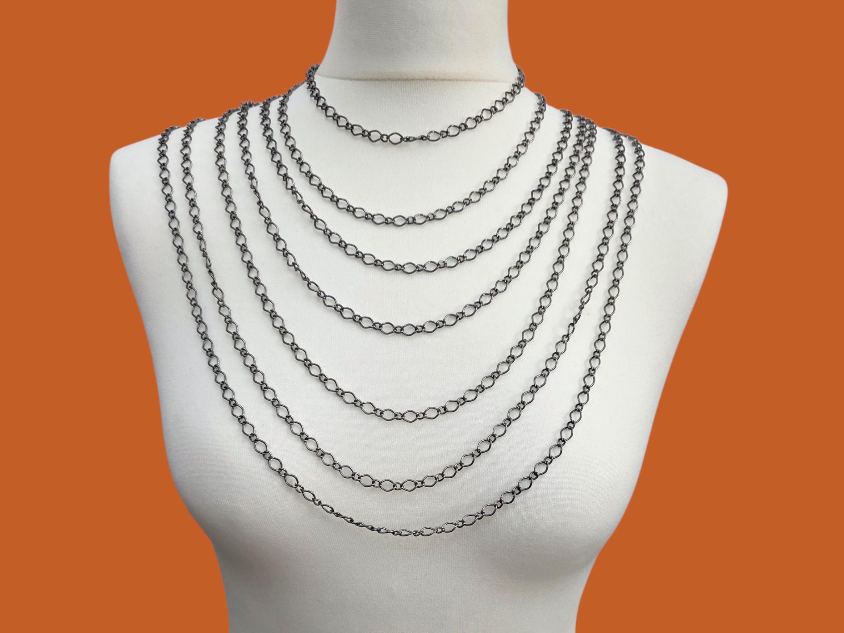 Women’s 3-D Orbital Lightweight Necklace Chainlink Belt Gun Metal Gray Gunmetal Iron Handmade Chain Necklace, Chain Belt, Figaro  main image 3