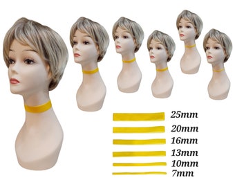 Collane girocollo in velluto giallo dorato, varie larghezze, accessori in acciaio inossidabile