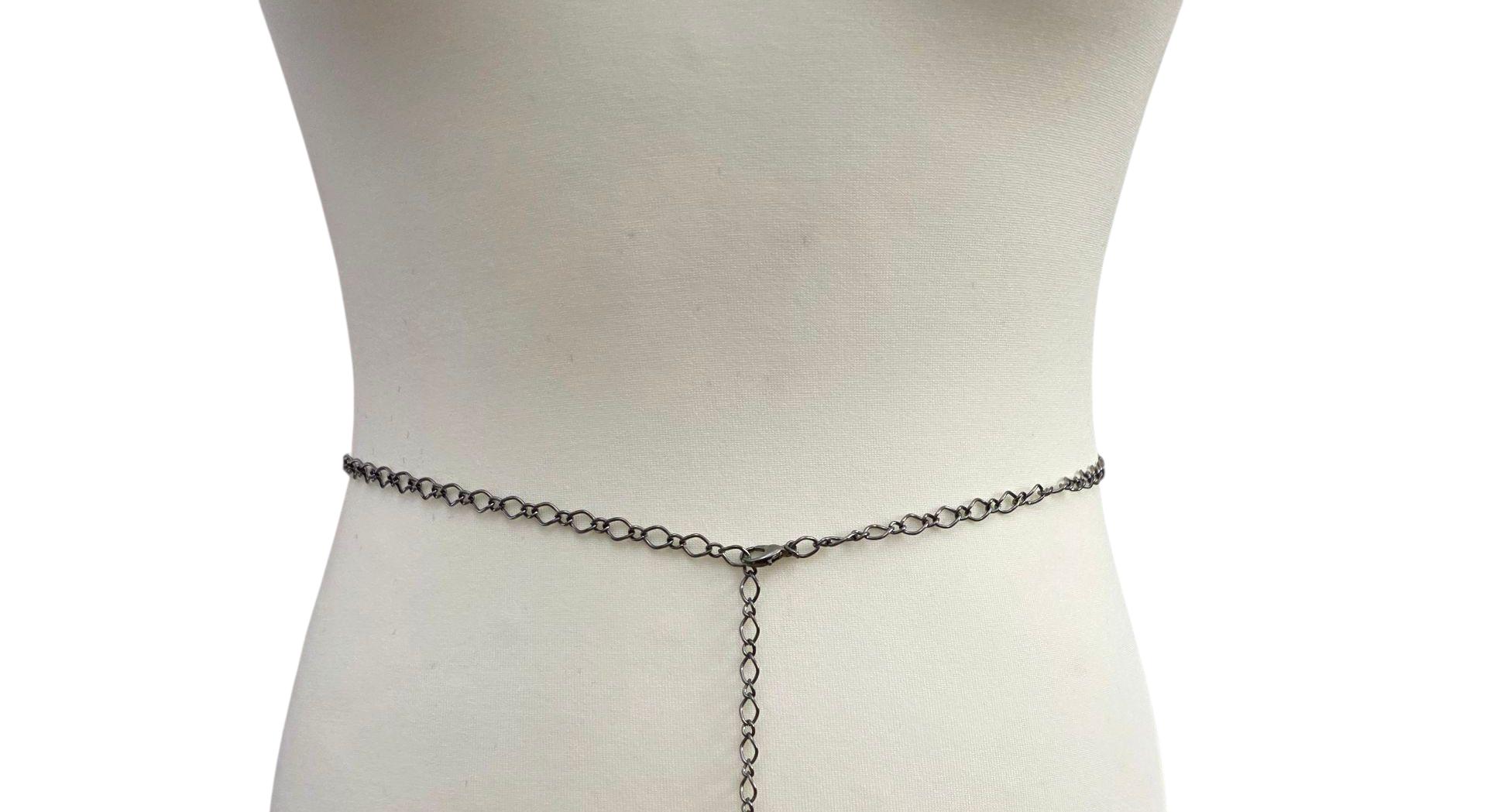 Women’s 3-D Orbital Lightweight Necklace Chainlink Belt Gun Metal Gray Gunmetal Iron Handmade Chain Necklace, Chain Belt, Figaro  main image 2