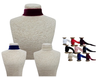 Stretch Velvet Choker Necklaces Stainless Steel Findings 25mm wide more colours
