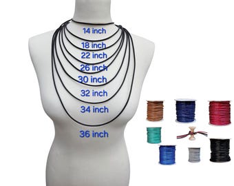 Silk smooth soft cord necklace with stainless steel lobster clasp, 3mm, choice of beautiful colours, necklace 14" to 36", choice of length