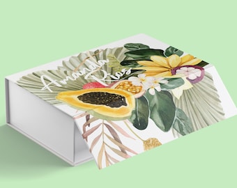 Personalized Gift box, Custom gift box, Botanical Fruit, Reusable Gift Packaging, Custom Gift Wrapping, Monogram