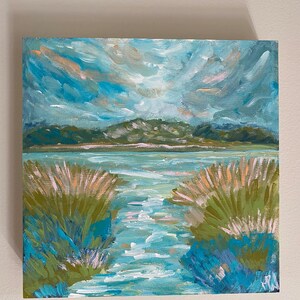 Beach painting landscape art Marsh Acrylic Painting for mom Christmas gift home decor sunset painting for home beach art wedding gift home