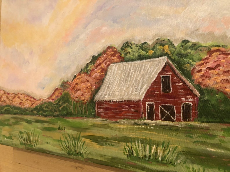 Landscape Art Country Home Decor Barn Painting Americana Barn Etsy
