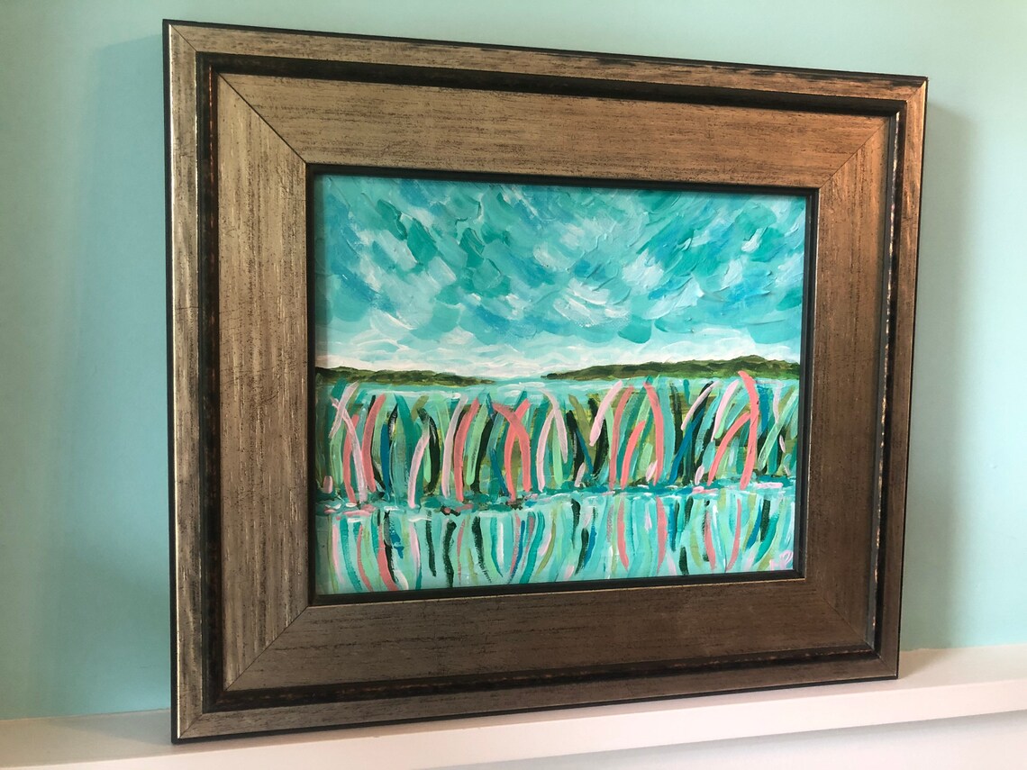 Great grasses in the marsh landscape painting Etsy