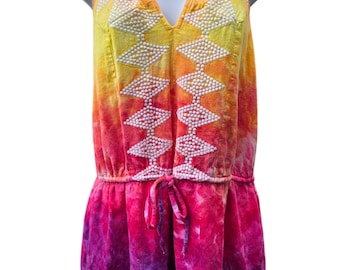 Ice Dyed Regenbogen Strampler ~ Womens Medium Tie Dyed One Peice